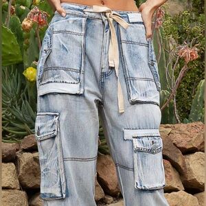 POL Cargo Light Denim Joggers